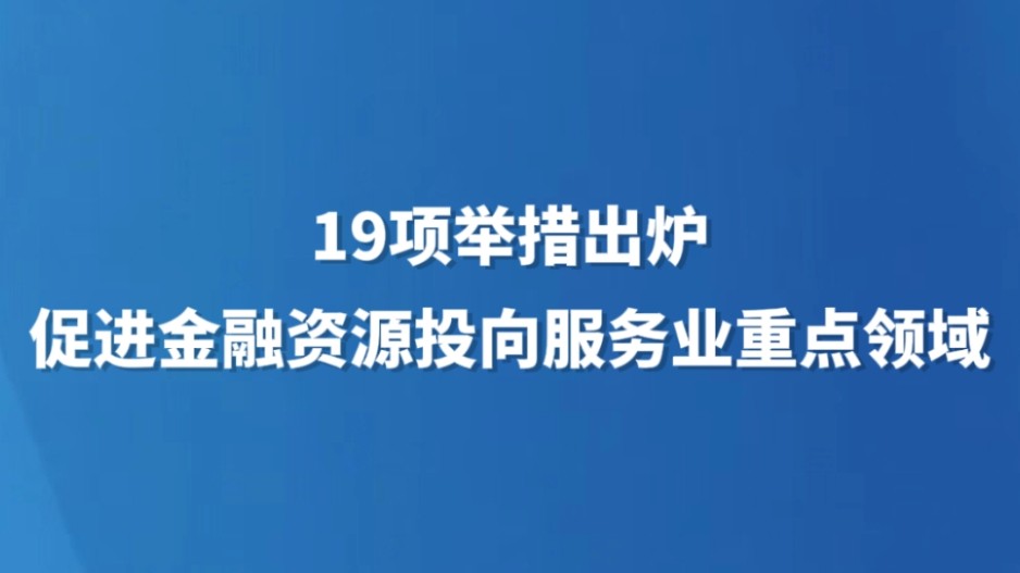 19项举措出炉 促进金融资源投向服务业重点领域