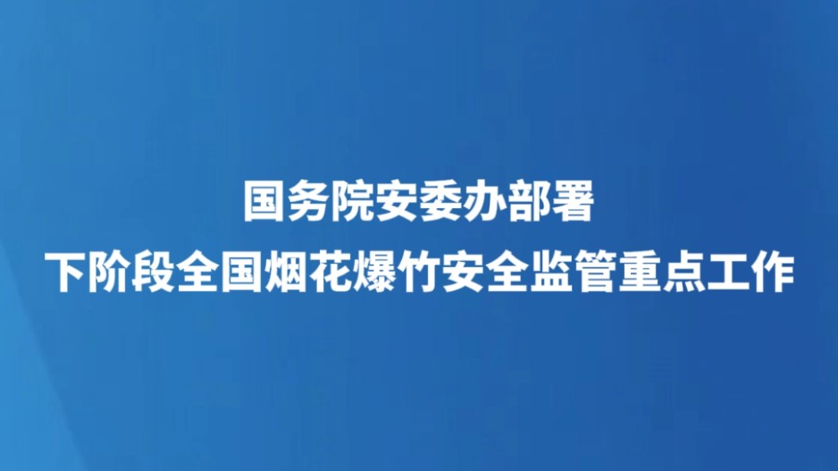 国务院安委办部署下阶段全国烟花爆竹安全监管重点工作