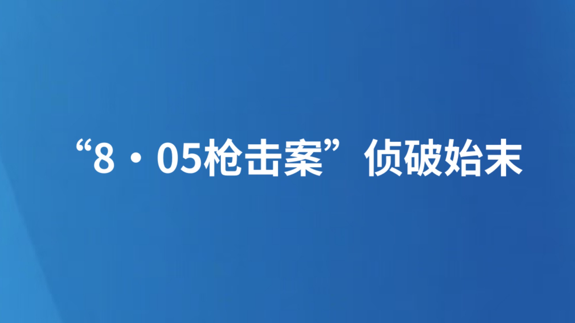 “8·05枪击案”侦破始末