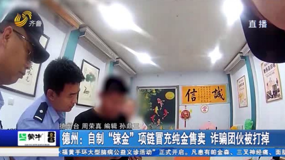 德州：自制“铼金”项链冒充纯金售卖 诈骗团伙被打掉
