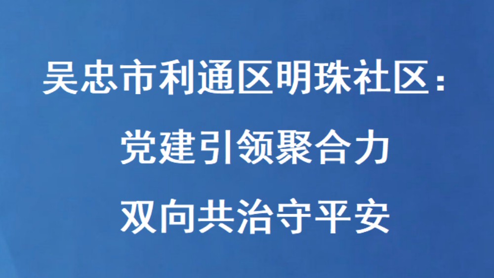 吴忠市利通区明珠社区：党建引领聚合力 双向共治守平安