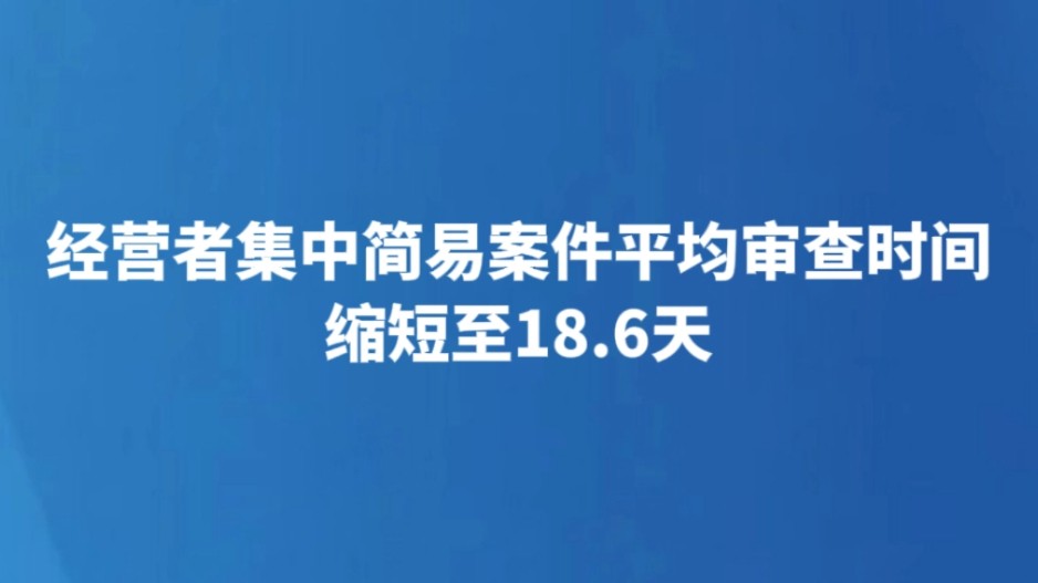 经营者集中简易案件平均审查时间缩短至18.6天