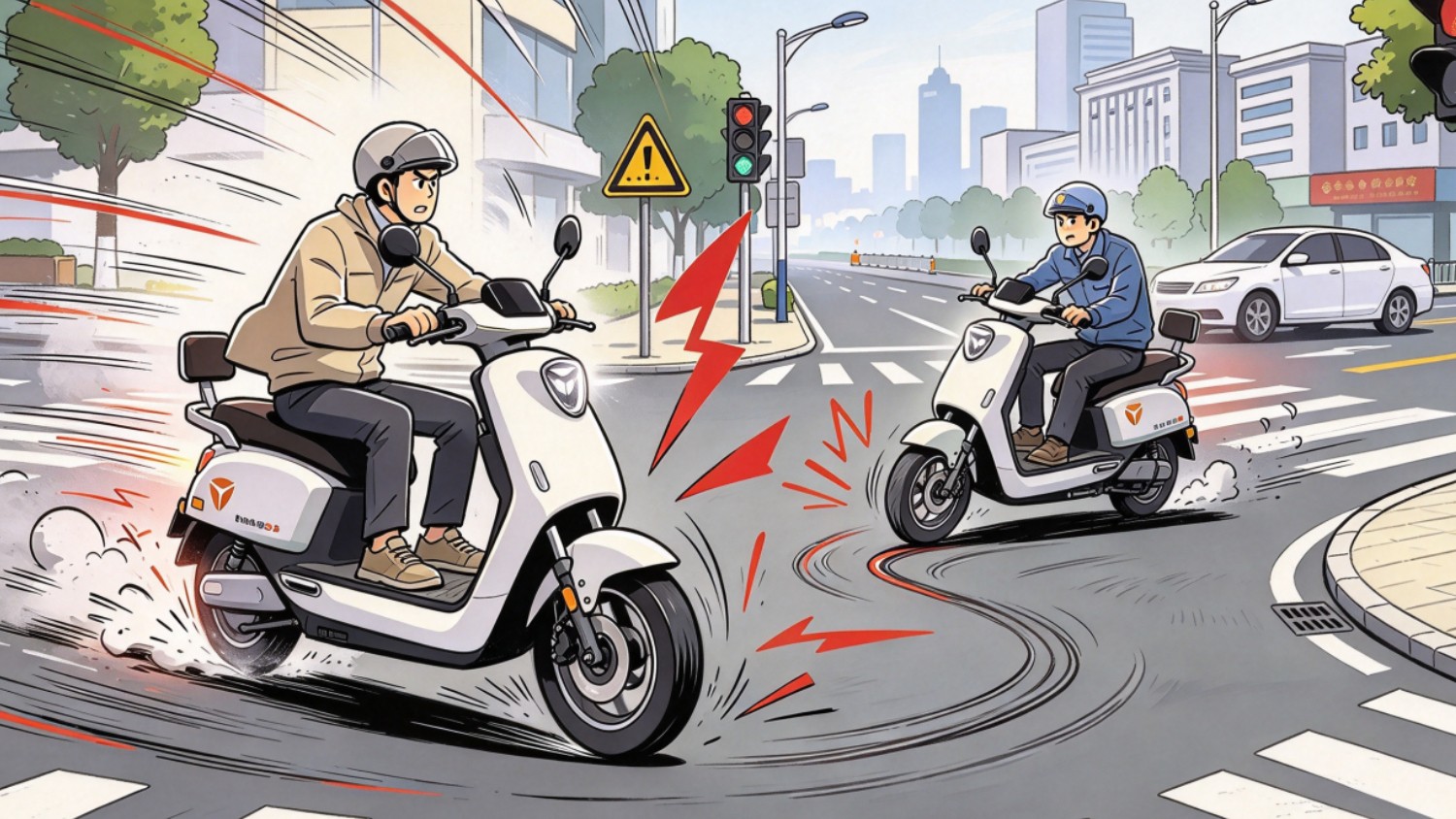 两车无接触！电动车逆行“吓倒”骑行者致伤，法院这样判