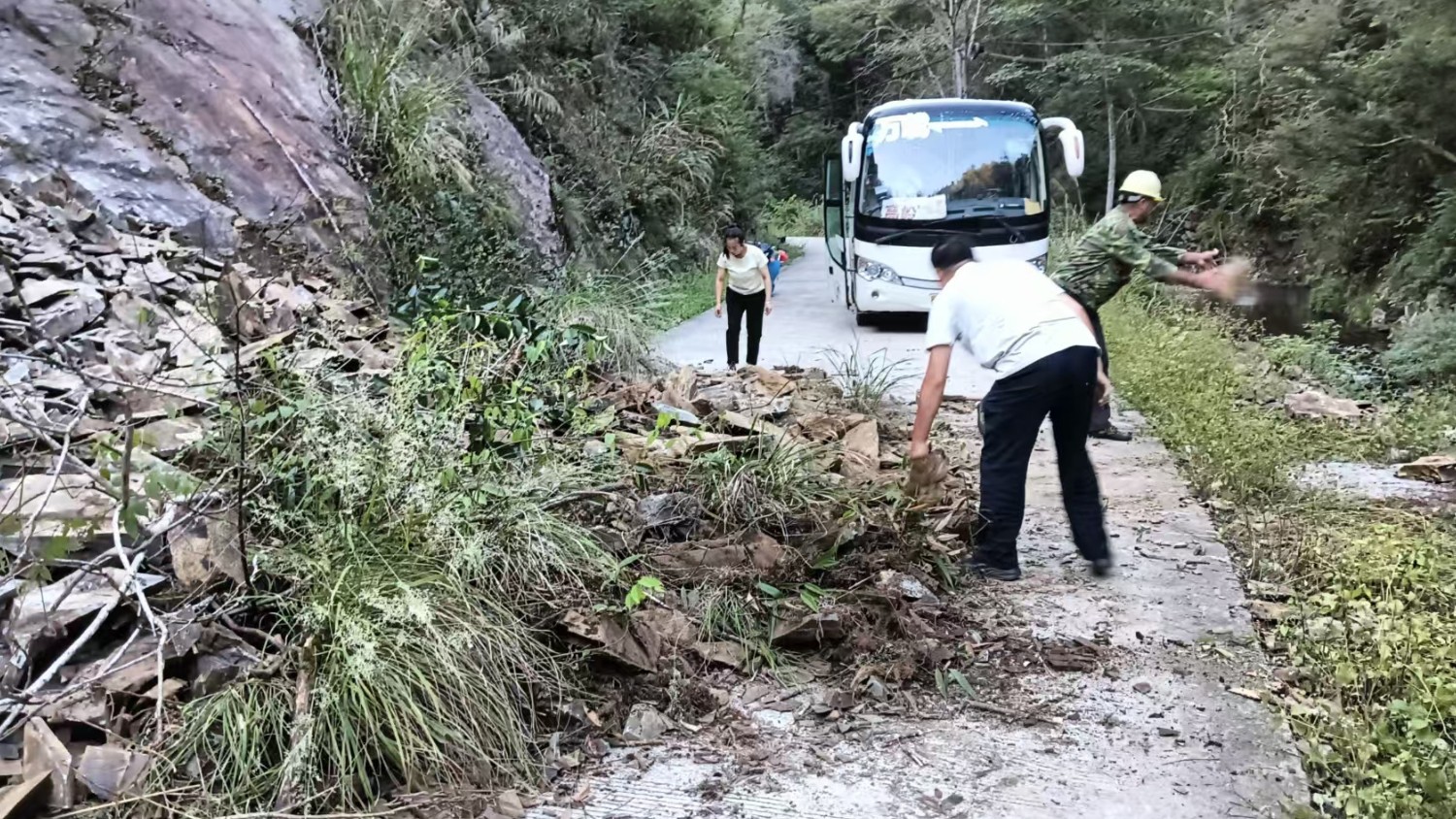 宜春市万载县官元山林场冒雨清障保通行 全力保障群众出行安全