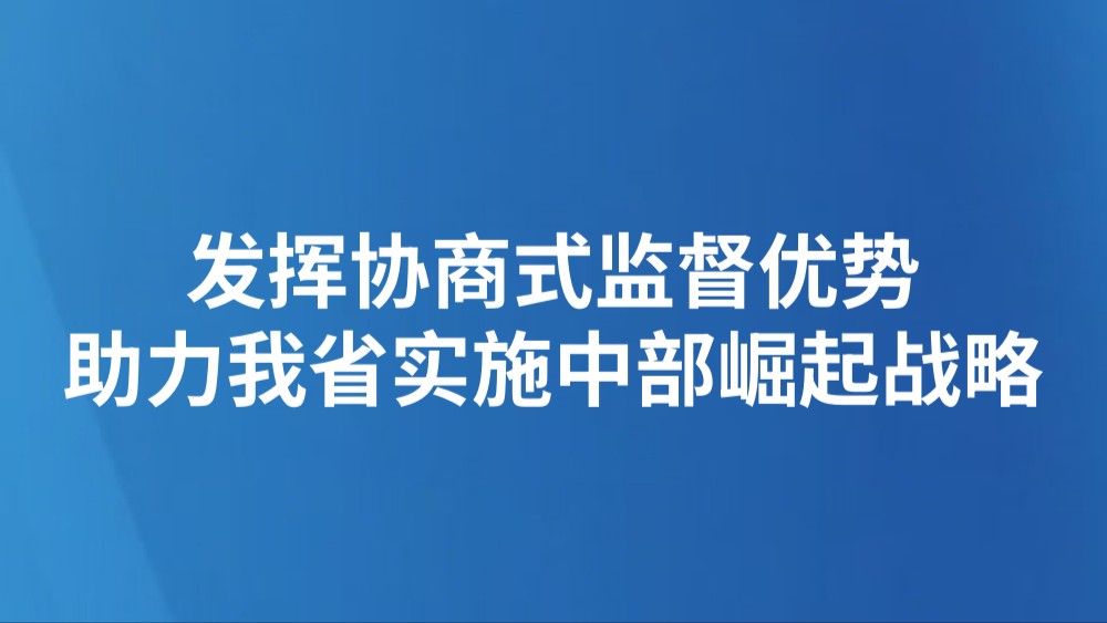 发挥协商式监督优势 助力我省实施中部崛起战略