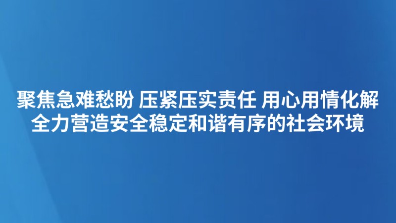 聚焦急难愁盼 压紧压实责任 用心用情化解 全力营造安全稳定和谐有序的社会环境