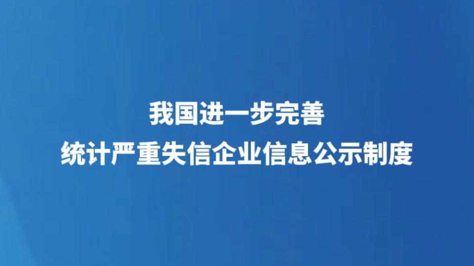 我国进一步完善统计严重失信企业信息公示制度