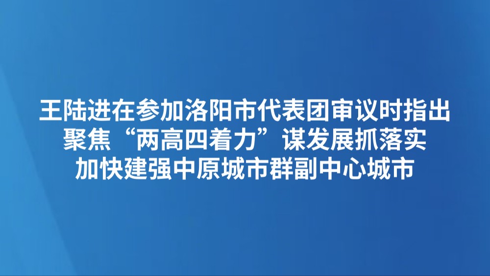 王陆进在参加洛阳市代表团审议时指出 聚焦“两高四着力”谋发展抓落实 加快建强中原城市群副中心城市