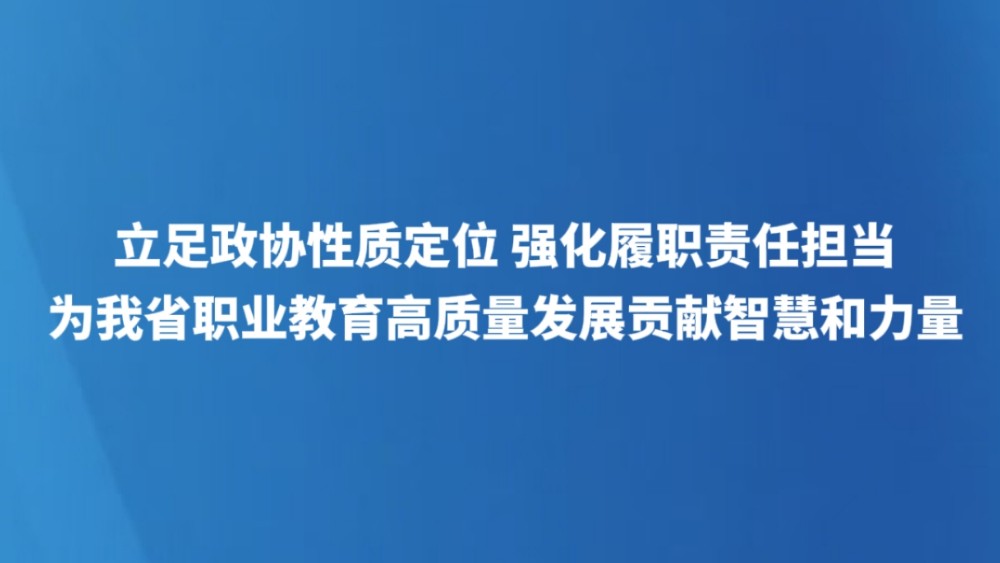 立足政协性质定位 强化履职责任担当 为我省职业教育高质量发展贡献智慧和力量