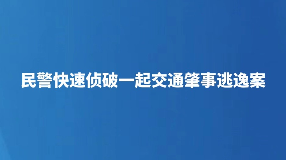 民警快速侦破一起交通肇事逃逸案