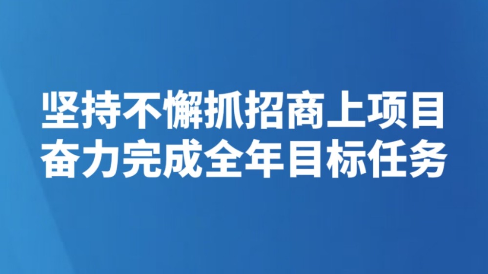 坚持不懈抓招商上项目 奋力完成全年目标任务