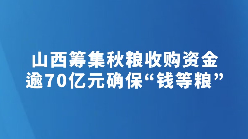 山西筹集秋粮收购资金逾70亿元确保“钱等粮”