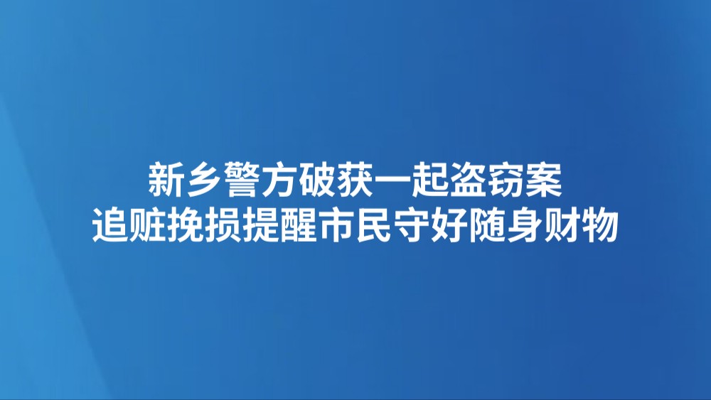 新乡警方破获一起盗窃案 追赃挽损提醒市民守好随身财物