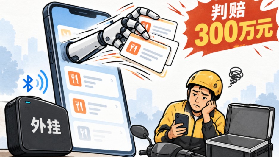 外卖员抢单外挂卖出700多万元，生产销售方被判赔300万元