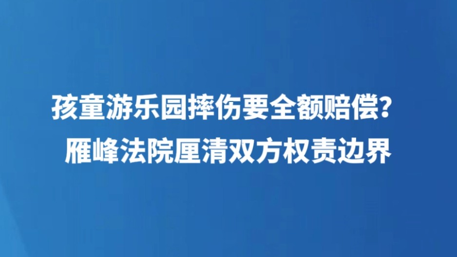 孩童游乐园摔伤要全额赔偿？雁峰法院厘清双方权责边界