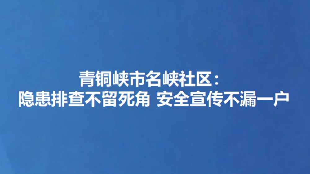 青铜峡市名峡社区：隐患排查不留死角 安全宣传不漏一户