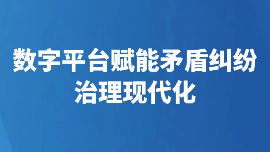 数字平台赋能矛盾纠纷治理现代化